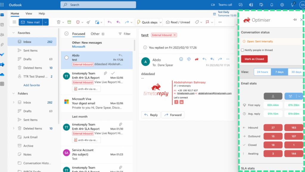 timetoreply Optimiser for Microsoft